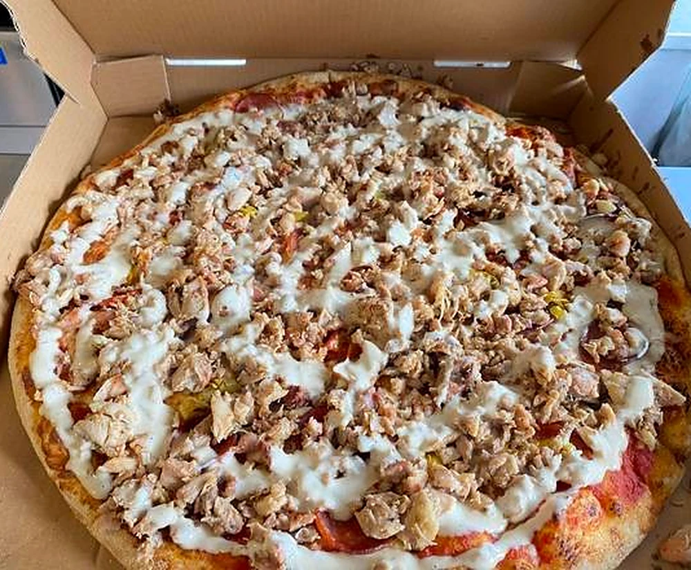 Chicken shawarma pizza at Great Canadian Pizza & Butter Chicken Hut - Macleod, Calgary